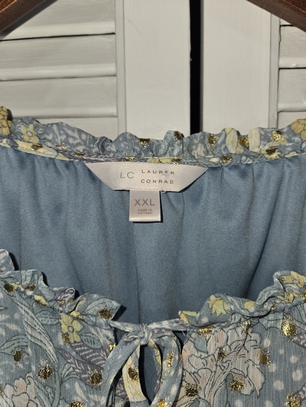 Lauren Conrad Floral Chiffon Ruffle Long Sleeve Boho Metallic Tier Dress XXL - Picture 3 of 4